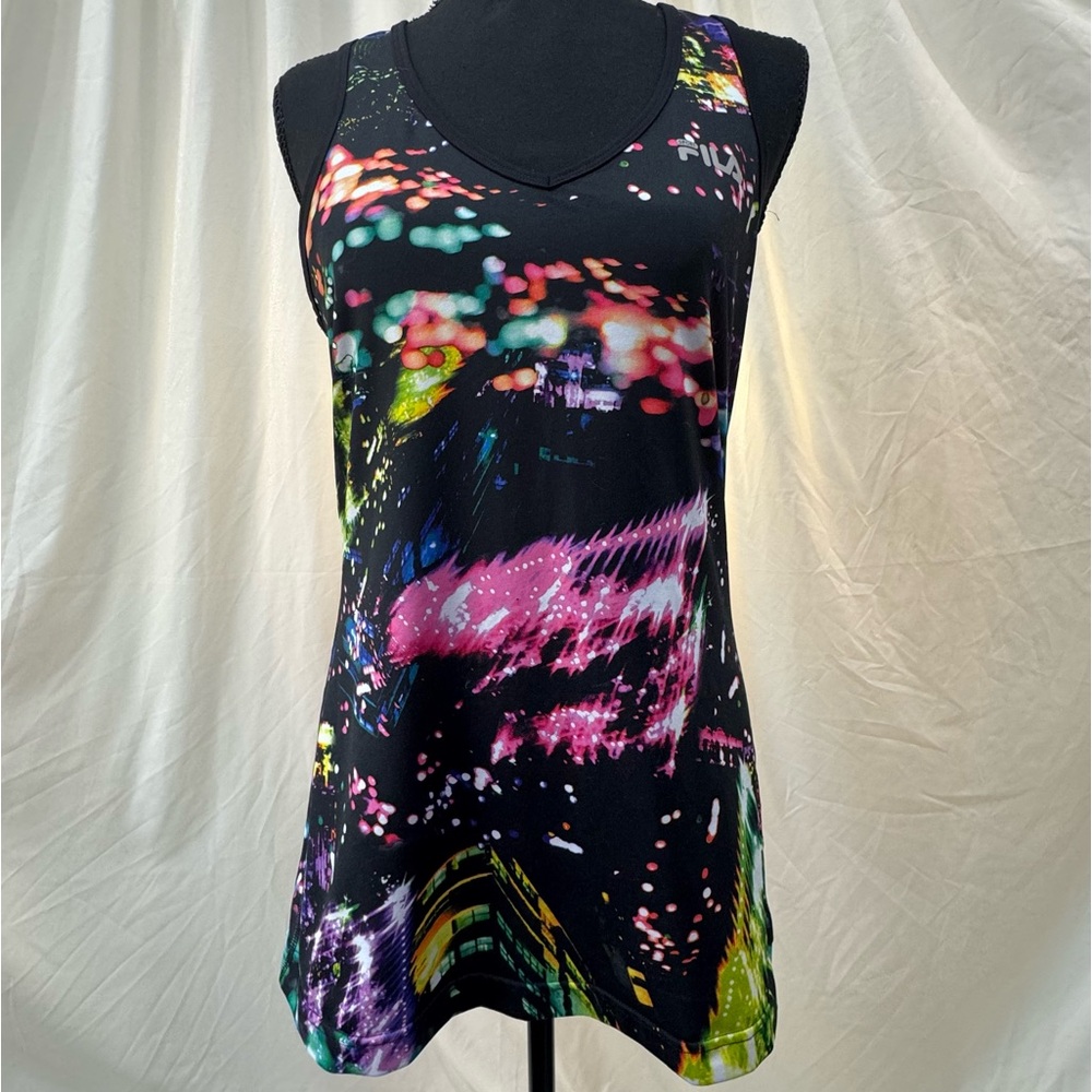 FILA Racerback Tank Top, Vibrant Blurred City Scene